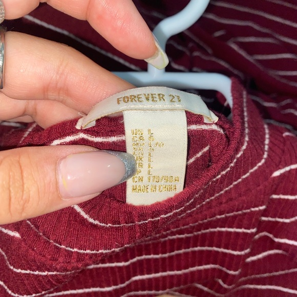 Burgundy striped t shirt dress H&M - Picture 3 of 3